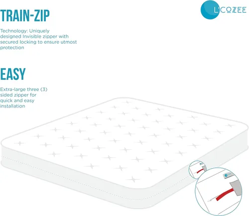 Miniatura 4 de L'COZEE - Funda de colchón impermeable con cremallera, protectora, transpirable, tamaño matrimonial, asegura el sueño