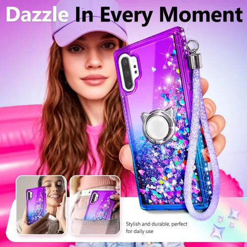 Miniatura 136 de NGB - Funda de teléfono diseñada para Samsung Galaxy S9+ Plus, morado/azul, con purpurina líquida para mujeres y niñas, con protector de pantalla