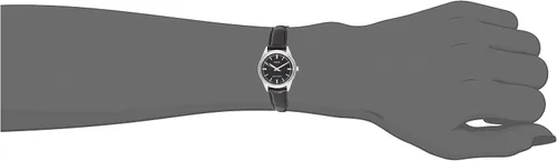 Miniatura 4 de Casio Reloj analógico LTP-V005L-1A para mujer con correa de cuero genuino negro, plateado, Reloj analógico