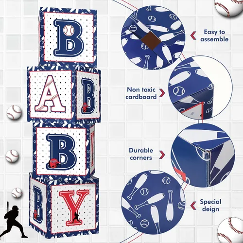 Miniatura 4 de Maitys 4 cajas de bebé rojas, blancas y azules con letras para el 4 de julio, 250 aniversario, decoraciones patrióticas, béisbol, revelación