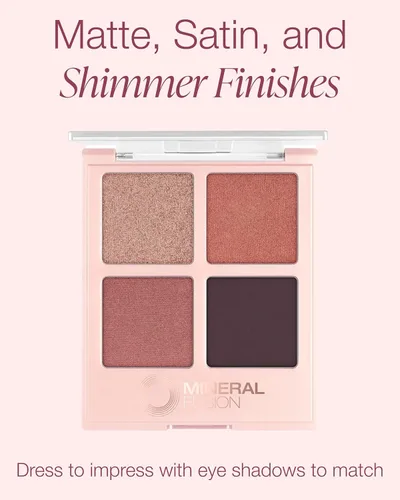 Miniatura 3 de Mineral Fusion Paleta de sombras de ojos – Cuatro tonos de polvo prensado en acabado mate, purpurina y brillo – Maquillaje de ojos vegano natural