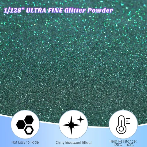 Miniatura 2 de Ceya Polvo de purpurina ultrafina, 3.5 onzas/3.53 oz de color verde esmeralda, purpurina en polvo mezclado con lentejuelas finas iridiscentes
