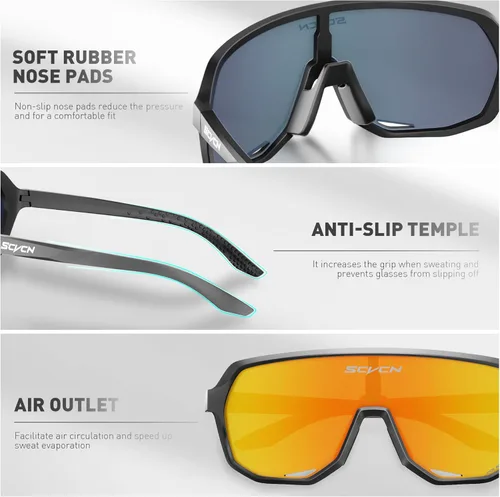 Miniatura 4 de SCVCN Photochromic Cycling Glasses Men Women Clear Sports Sunglasses UV400 Protection for Cycling Running Baseball mtb S63 Polarización C501