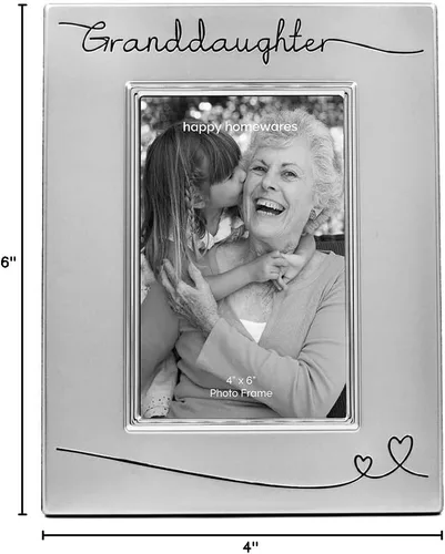 Miniatura 5 de Haysom Interiors Hermoso portarretratos de nieta chapado en plata de dos tonos de 4 x 6 pulgadas con terciopelo negro Idea de regalo única