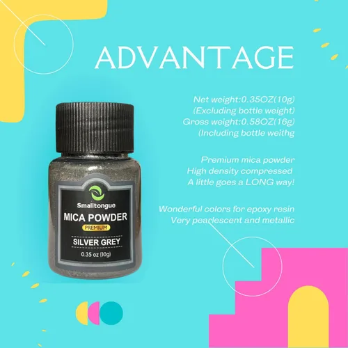 Miniatura 4 de Smalltongue Polvo de mica para resina epoxi, 36 colores, botellas de 0.35 oz (10g) con purpurina de mica, pigmento para brillo de labios