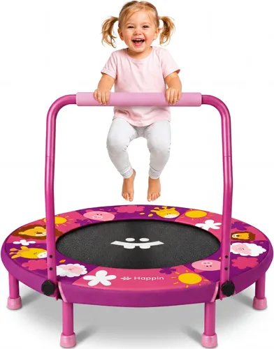 Happin® 36'' Toddler Trampoline Indoor, Foldable Mini Trampoline for Kids Ages 2-6, ASTM Certified, Adjustable Handle, Safety Pad for Indoor &