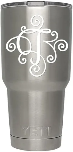 Miniatura 33 de Monogram - Calcomanía troquelada/vinilo adhesivo. Haga clic para opciones de color/letra. Disponible en cuatro colores y todas las letras de la A