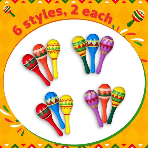 Miniatura 5 de Honoson 12 piezas de madera Fiesta Maracas 6 Cinco de Mayo Mini sombrero superior sombrero para sombrero decoración de fiesta mexicana