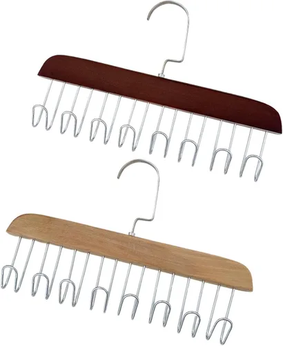 Miniatura 10 de Naysku Perchas para camisetas sin mangas, organizador de armario de madera para ahorrar espacio, rotación de 360°, resistente y organizador de Caqui