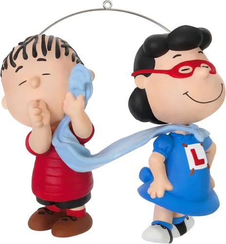 Adorno navideño de Hallmark Keepsake 2024, la pandilla de Peanuts Super Lucy y Linus, regalos para fanáticos de Peanuts