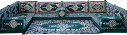 Miniatura 6 de arabicsofa Juego en forma de U, árabe Majlis, sofás de sala de estar en forma de U, sofá de suelo, sofás de piso de interior, cojines de suelo
