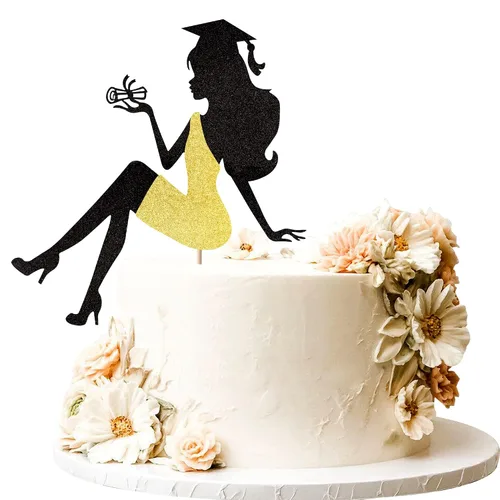 Miniatura 10 de 1 pieza de decoración para tartas con tapa de graduación con purpurina para la clase de 2026, decoración de pastel de graduación para graduación