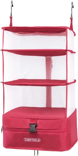 Miniatura 50 de TABITORA - Estantería portátil y plegable de gran capacidad con ganchos para colgar, ideal como almacenamiento para viajes
