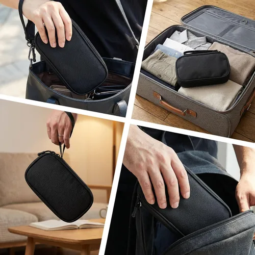 Miniatura 7 de Bolsa de viaje para electrónica de viaje, bolsa organizadora de accesorios electrónicos negros, bolsa organizadora de cables de viaje para cable