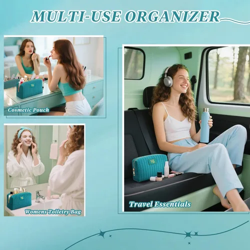 Miniatura 4 de Bolsa de maquillaje de viaje personalizada con inicial, bolsa de cosméticos para adolescentes de 15, 16, 17, 18, 19, 20, 21 años, regalos de moda