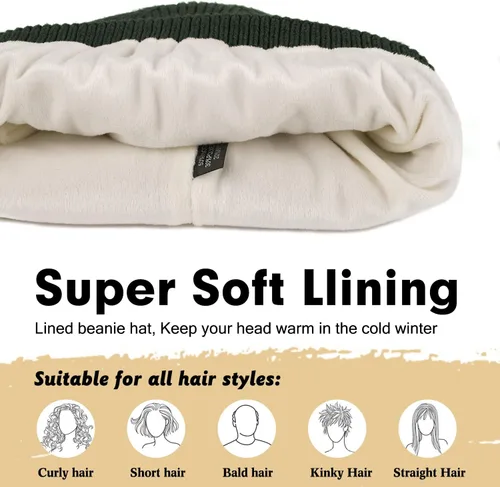 Miniatura 2 de Wmcaps Gorro de invierno para hombres y mujeres, gorro de punto suave y cálido con forro polar