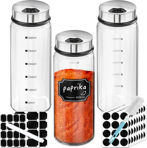 Miniatura 21 de Segarty Tarros de especias con tapas cocteleras, paquete de 6 botellas de vidrio de 4 onzas con tapa de acero inoxidable, recipientes de vidrio