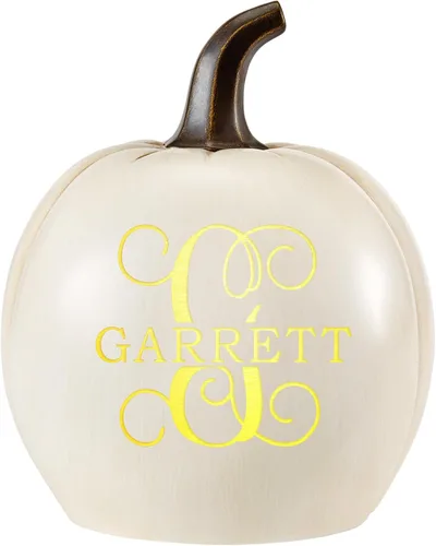 Miniatura 2 de Let's Make Memories - Calabaza personalizable con luz y apellido familiar e inicial para decoración otoñal de Halloween, para interiores y Crema
