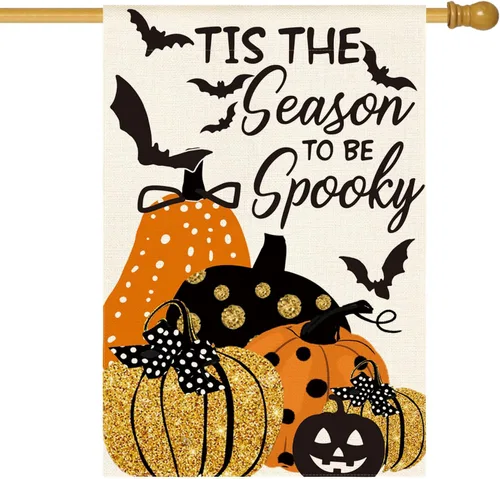 AVOIN colorlife Jack-O'-Lantern - Bandera de Halloween para casa exterior de 28 x 40 pulgadas | Doble cara, resistente a la intemperie y a la