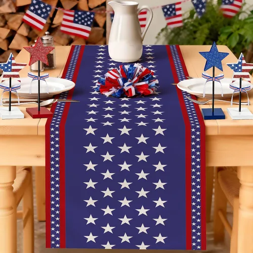 Miniatura 9 de SASTYBALE Mantel patriótico rectangular de 52 x 70 pulgadas, 4 de julio, Día de los Veteranos, Día de los Veteranos, estampado de fuegos