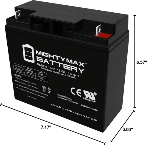 Miniatura 9 de Mighty Max Battery ML18-12 - 12V 18AH CB19-12 SLA AGM Batería de repuesto de ciclo profundo recargable