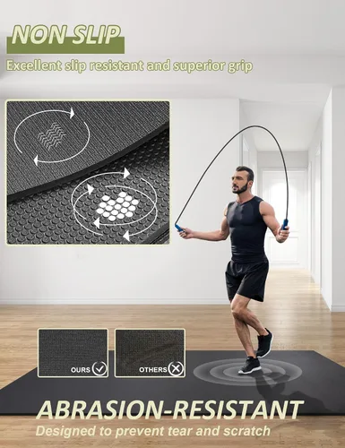 Miniatura 3 de innhom Alfombrilla de ejercicio grande de 6 x 4 pies/7 x 5 pies/8 x 6 pies/9 x 6 pies/10 x 6 pies, tapete de entrenamiento para gimnasio en casa