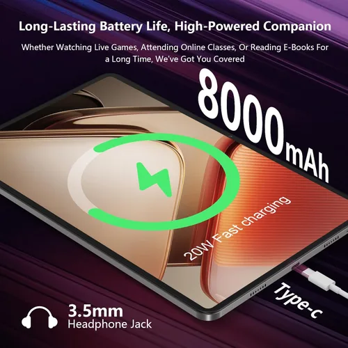 Miniatura 6 de Azeyou Tableta Android de 12 pulgadas Octa-Core T616 Tabletas de pantalla grande, tableta Android con pantalla 2K, 20 (8+12) GB RAM 256GB ROM 1TB