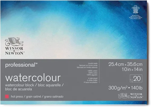 Miniatura 18 de Winsor & Newton Bloque de papel de acuarela profesional, 9" x 12", prensado en frío