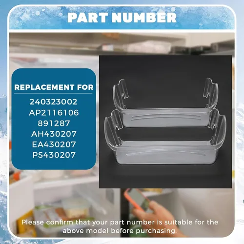 Miniatura 5 de HECASA 240323002 Estante de puerta de refrigerador (inferior) compatible con Frigidaire Kenmore refrigerador AP2116106 891287 AH430207 EA430207