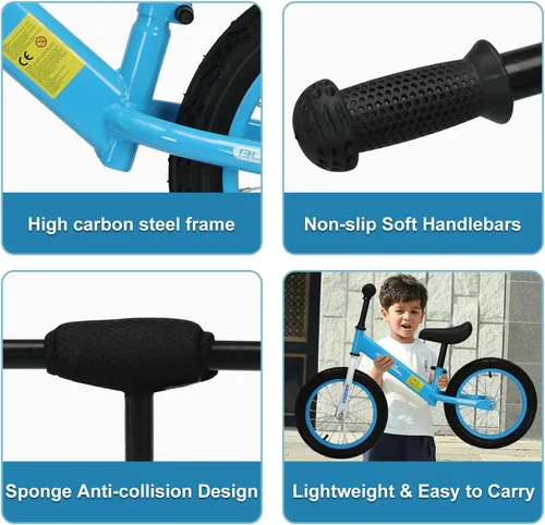 Miniatura 7 de Bicicleta de equilibrio de 16 pulgadas para niños de 4, 5, 6, 7, 8 años, bicicletas sin pedales, bicicleta de entrenamiento con asiento ajustable
