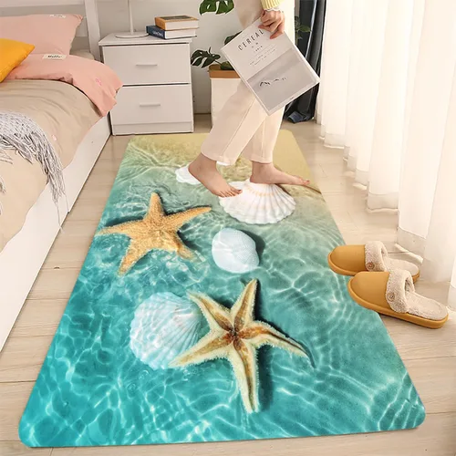 Miniatura 5 de LYFANS Alfombras de baño de espuma de esponja absorbente suave para baño y cocina (23.5 x 59 pulgadas), tapete de franela antideslizante brillante