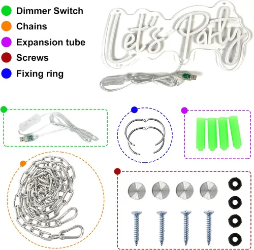 Miniatura 8 de Letreros de neón para telón de fondo, letrero de luz de neón para decoración de pared, letrero de neón LED HDJSIGN para cumpleaños, despedida