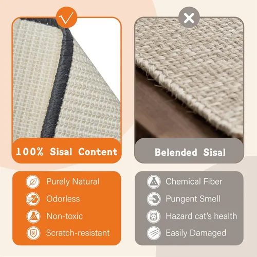 Miniatura 5 de Cama rascador para gatos de interior – Poste rascador de sisal natural extra grande de 25 pulgadas con hamaca resistente marco de madera maciza