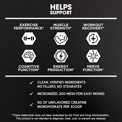 Miniatura 6 de BioEmblem Monohidrato de creatina en polvo, creatina micronizada sin sabor se mezcla fácilmente, fuerza muscular, recuperación de entrenamiento