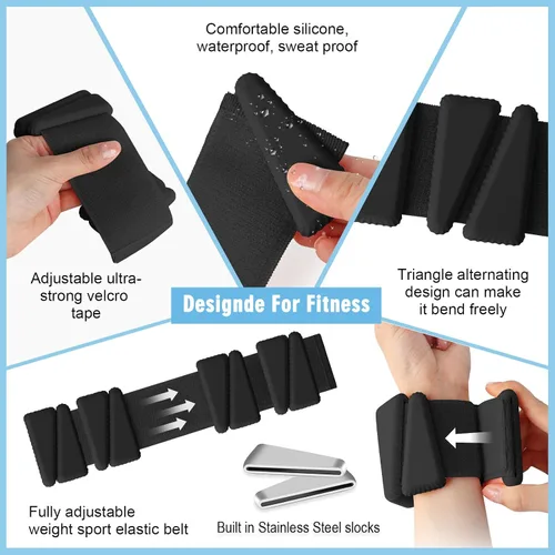 Miniatura 3 de Pesas para Muñeca, Pesas Ajustables para Muñeca y Tobillo para Mujeres, Juego de 2 (1 libra Cada Una), Pulseras con Pesos para Caminar, Yoga, Danza