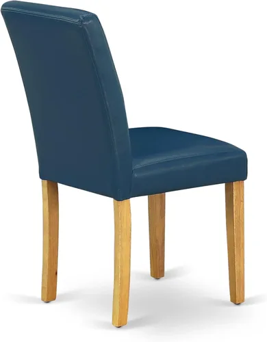 Miniatura 7 de East West Furniture ABP4T55 Abbott Parson - Juego de 2 sillas de comedor acolchadas de piel sintética azul oasis, color roble
