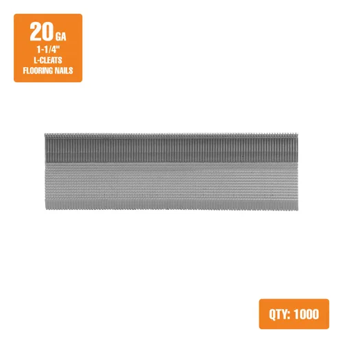 Miniatura 2 de Freeman Tacos en L para pisos Calibre 20 1-1/4 pulgadas Pegamento combinado Acero dentado 1,000 unidades Madera de ingeniería, tablón