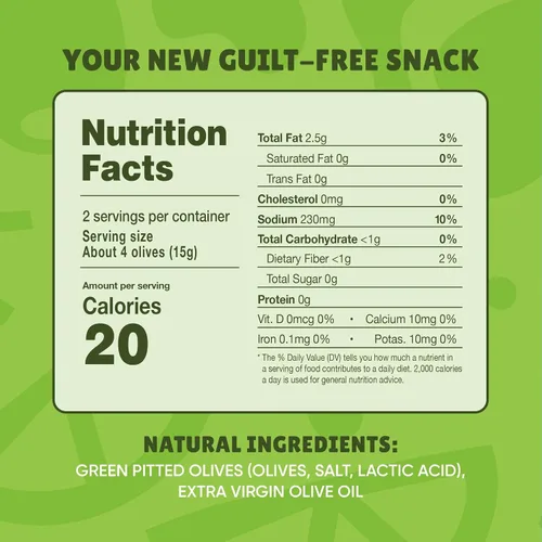 Miniatura 2 de Freestyle Snacks Paquetes de Aperitivos de Aceitunas – Porción Individual – Aceitunas Verdes Frescas Deshuesadas, Tamaño Jumbo, Cultivadas