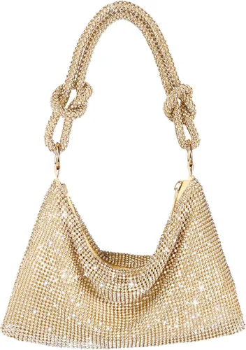 Miniatura 11 de Bolso de noche brillante con diamantes de imitación, bolso de mano plateado tipo clutch para mujeres, bolsos cruzados para fiesta, baile