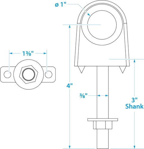 Miniatura 5 de Seachoice Single Shank Bow Eye for Tow Lines or Boat Trailer Winch Hook, 3 in. Shank, 1 in. Eye Diameter