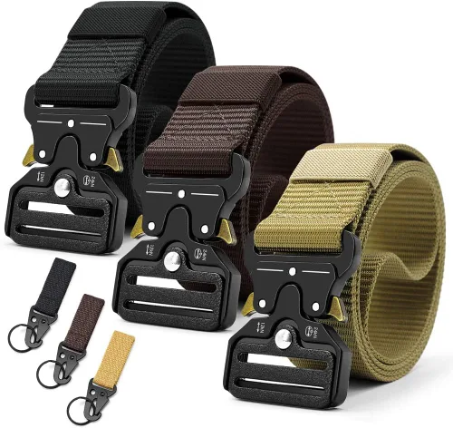 Miniatura 23 de DOOPAI Cinturón táctico para hombre, tela militar de nailon negro con hebilla de liberación rápida, ideal para el trabajo, senderismo 21-1 Negro