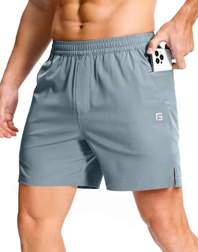 Miniatura 57 de GGJ Pantalones cortos deportivos ligeros para hombre con 2 bolsillos con cremallera de 7/5/9 pulgadas, pantalones cortos de tenis de secado rápido