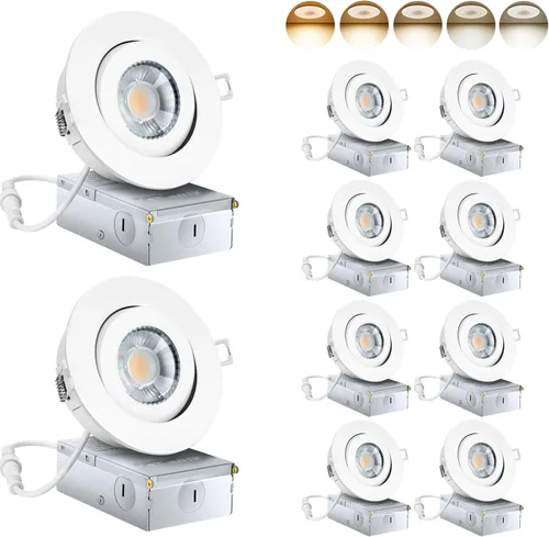 Miniatura 15 de KnLnny Ware Luces empotradas con cardán negras de 4 pulgadas con luz nocturna, paquete de 6, luces empotradas con cardán sin carcasa con caja