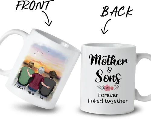 Miniatura 2 de Gossby Tazas personalizadas para mamá, regalos personalizados para mamá de hijas, hijos con avatares, nombres, cumpleaños, día de la madre, regalos