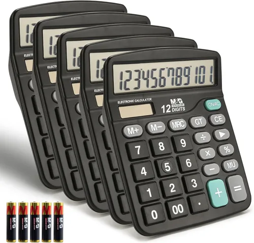 Miniatura 10 de M&G Calculadora de escritorio Calculadora de oficina de 12 dígitos con pantalla LCD grande, energía solar dual y batería, calculadora de botón