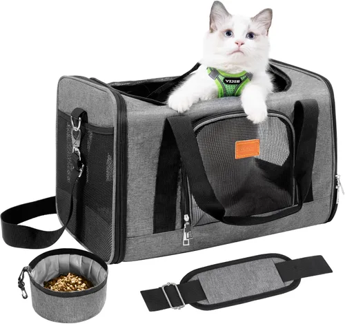 ROYPET Transportador para gatos, bolsa portátil para mascotas para gatos y perros pequeños, bolsa plegable de malla suave y a prueba de arañazos Gris