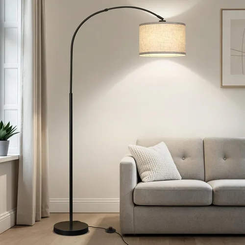 Miniatura 9 de Lámpara de pie para sala de estar, lámpara de pie de arco vintage con cabeza de lámpara ajustable, lámpara de poste alta con interruptor de pedal