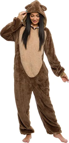 Funziez! Mameluco de sherpa ajustado para adultos, disfraz de Halloween de animales, traje de cosplay de una pieza de felpa para mujeres y hombres