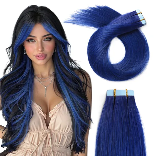 Miniatura 17 de YILITE Extensiones de cabello adhesivas de color rojo, 18 pulgadas, 50 g, 20 unidades, #99J, 100% cabello humano Remy, trama de piel sin costuras