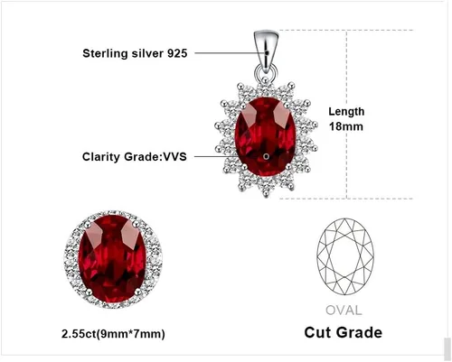 Miniatura 68 de JewelryPalace Princess Diana Kate Middleton Natural Amethyst Citrine Garnet Peridot Topaz Created Ruby Sapphire Simulated Emerald Pendant Necklace